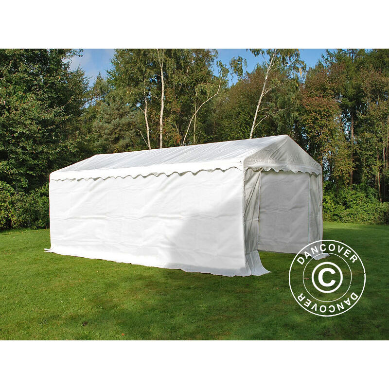 Tente de stockage Tente Abri Basic 2-en-1, 4x8m pe, blanc - Blanc