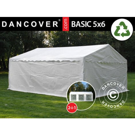 Tente de stockage Tente Abri Basic 2-en-1, 5x6m PE, blanc