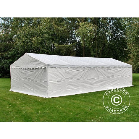 8x12 m, Tente garage de stockage, PVC 850, porte 4,0x3,6 m, gris, avec  statique (type de sol : béton)