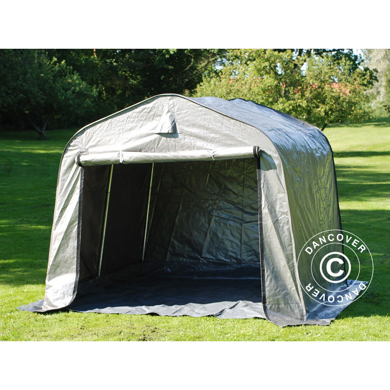 Tente de stockage Tente Abri pro 2,4x2,4x2m pe, avec couverture de sol, Gris - Gris