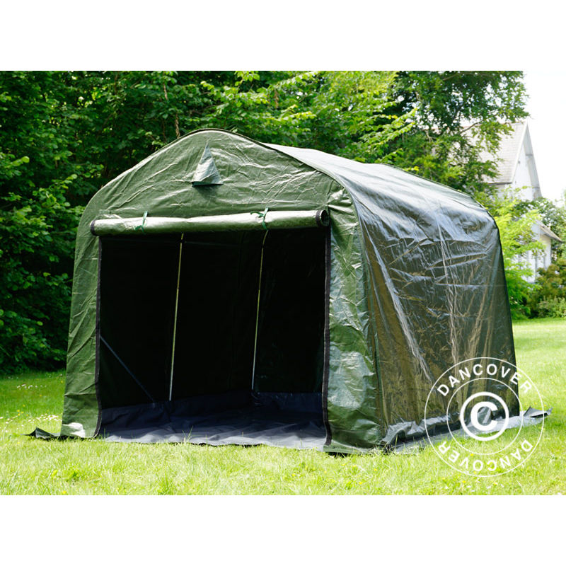 Tente de stockage Tente Abri pro 2,4x2,4x2m pe, avec couverture de sol, Vert/Gris - Vert/gris