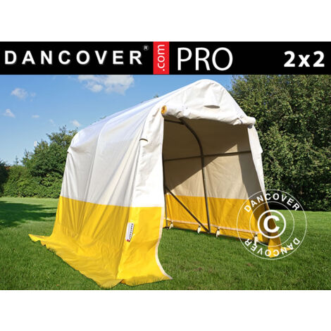 Tente de stockage Tente Abri PRO 2x2x2m, PVC, blanc/jaune, retardateur de flammes