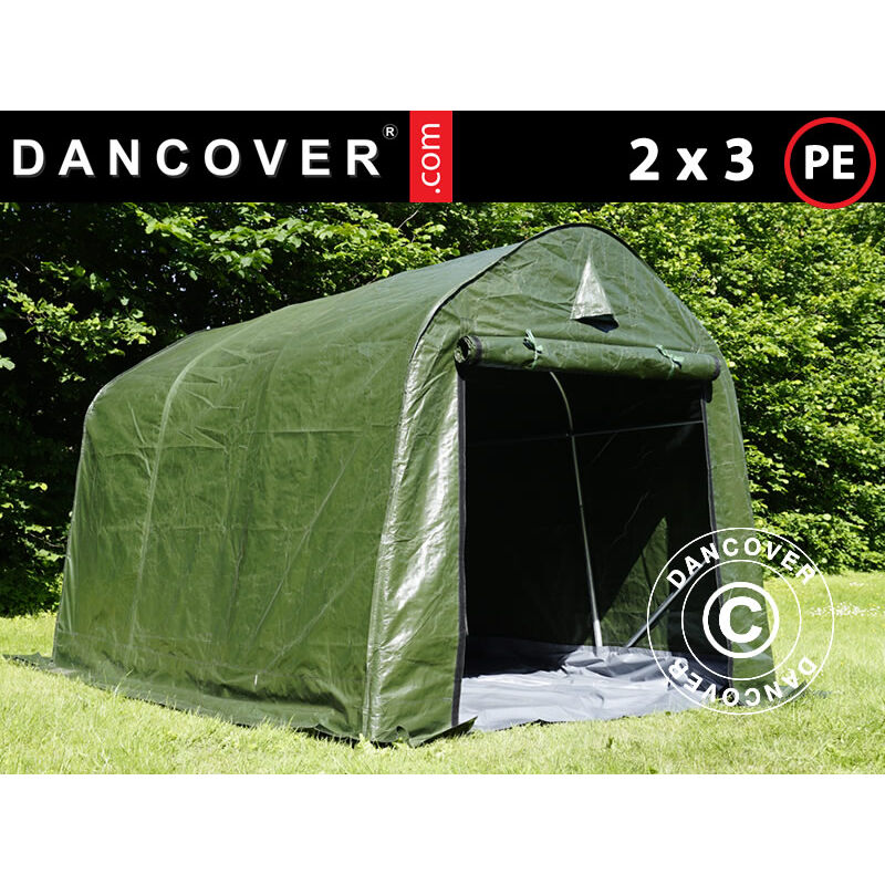 Tente de stockage Tente Abri pro 2x3x2m pe, avec couverture de sol, Vert/Gris - Vert/gris