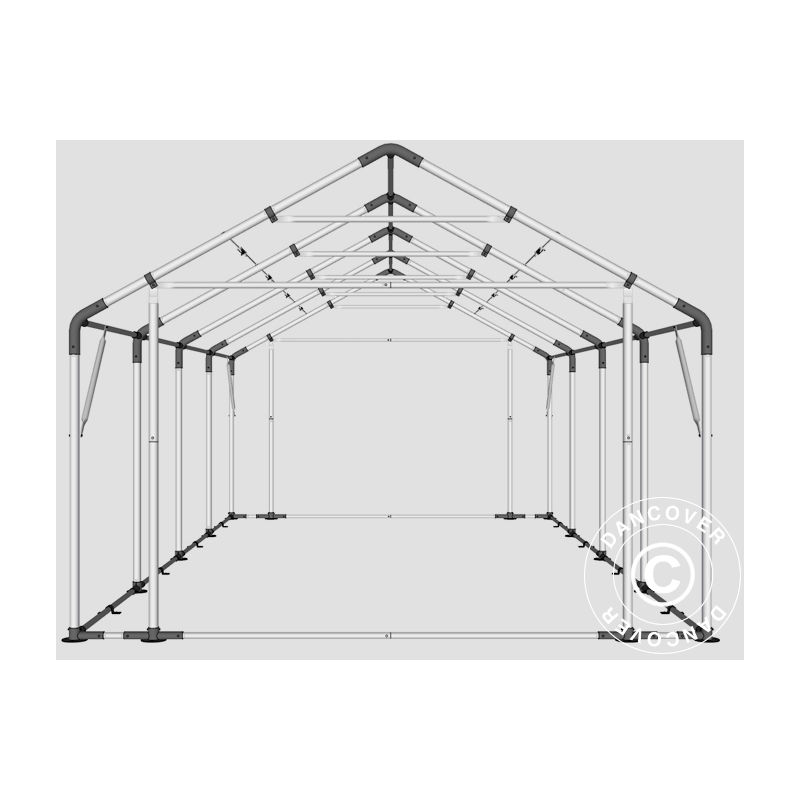 Tente de Stockage Tente Abri pro 5x8x2x3,39m, pe, Gris - Gris