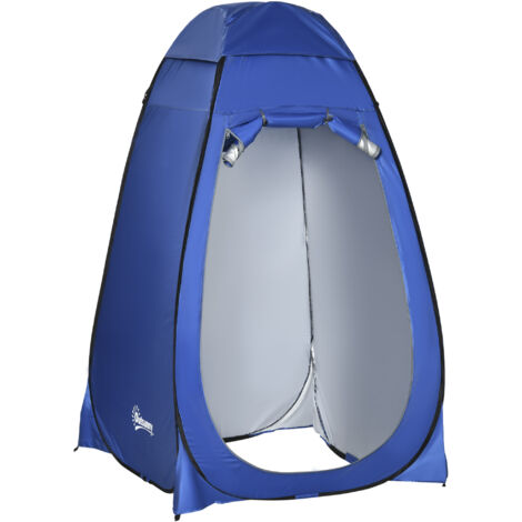 Tente de toilette pliable, 120 x 120 x 190 cm, tente de douche de camping mobile, cabine de change avec poche intérieure, polyester, bleu foncé