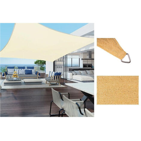Tente De Voile D'ombrage Tente Extérieure Terrasses De Jardin Terrasses Carrées 5 X 5 Mt Beige