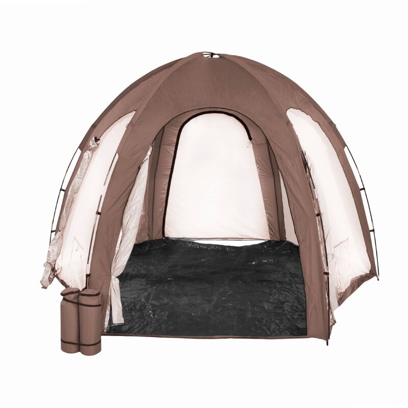 Cocooning Water - Tente dôme abri de piscine et spa - 3.4m x 3.9m H2.2m - Marron