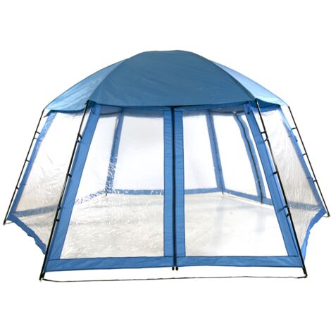 Bâche de piscine type I 433x500 cm – Protection UV – 3 portes avec fermeture éclair – Structure acier et fibre de verre – Bleu – Blue Bay