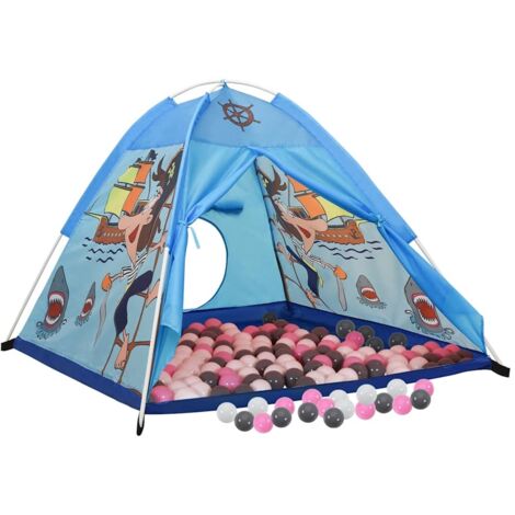Tente enfant et Tunnel, Tente à Balles, avec 250 balles Bleu 120x120x90 cm OIB9020E
