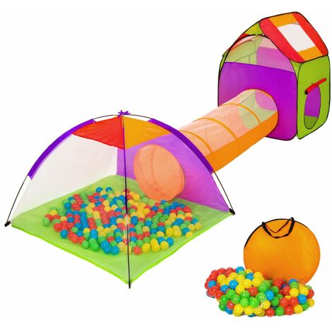 Tente enfant tente igloo et tunnel 200 balles et sac multicolore jeux jouets