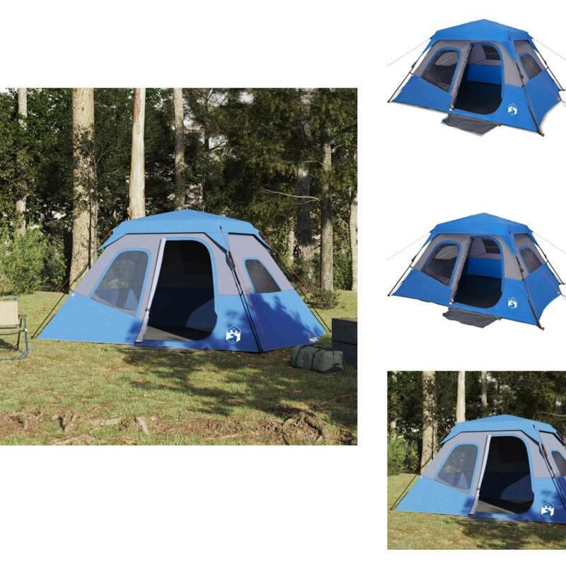 Tente familiale 6 personnes bleu libération rapide imperméable - Tente Famille - Tente Camping - Tente Imperméable - Tente Résistant Au Vent - Tente