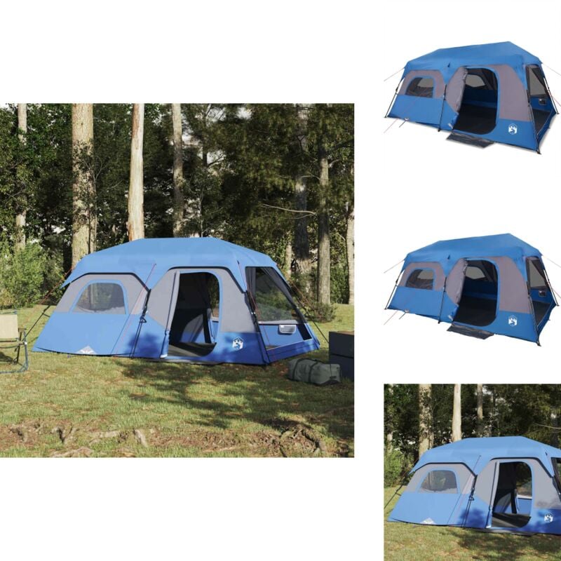 Tente familiale 9 personnes bleu libération rapide imperméable - Tente Famille - Tente Camping - Tente Imperméable - Tente Verte - Abri Extérieur