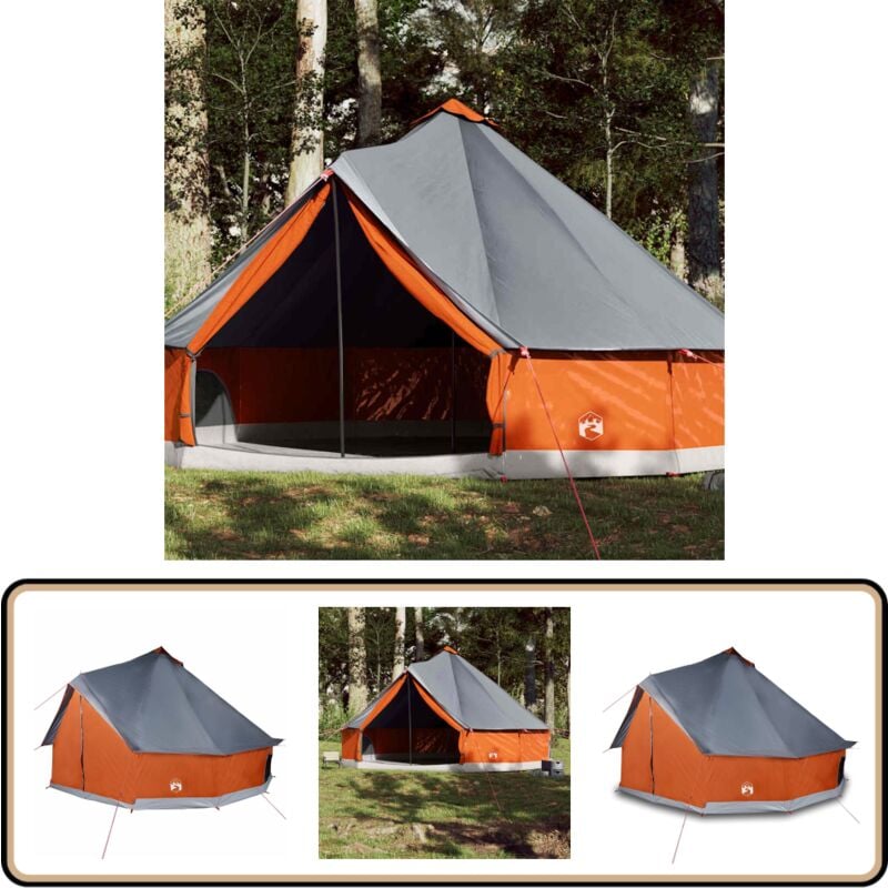 Vidaxl - Tente familiale tipi 12 personnes gris et orange imperméable - Tente Famille - Tente Camping - Tente Tipi - Tente Imperméable - Tente