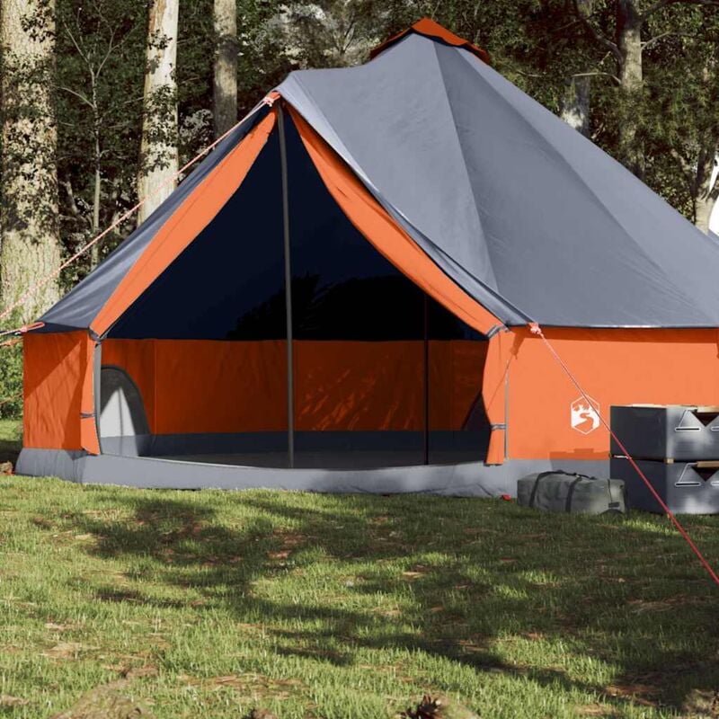 Tente familiale tipi 8 personnes gris et orange imperméable - Vidaxl