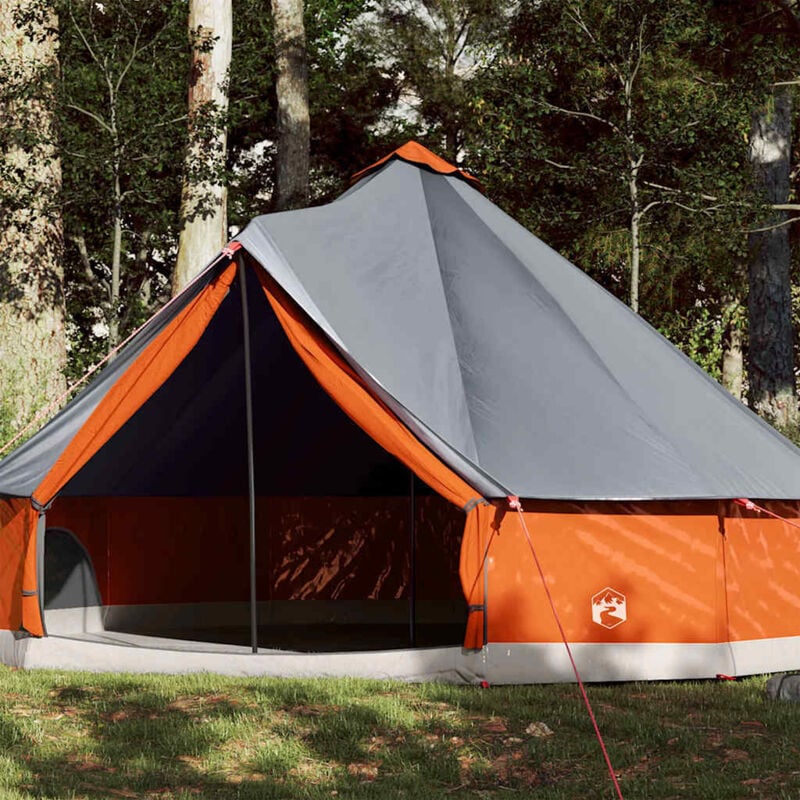 Vidaxl - Tente familiale tipi 12 personnes gris et orange imperméable