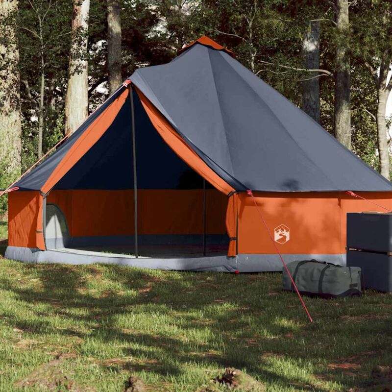 Tente familiale tipi 6 personnes gris et orange imperméable - Vidaxl