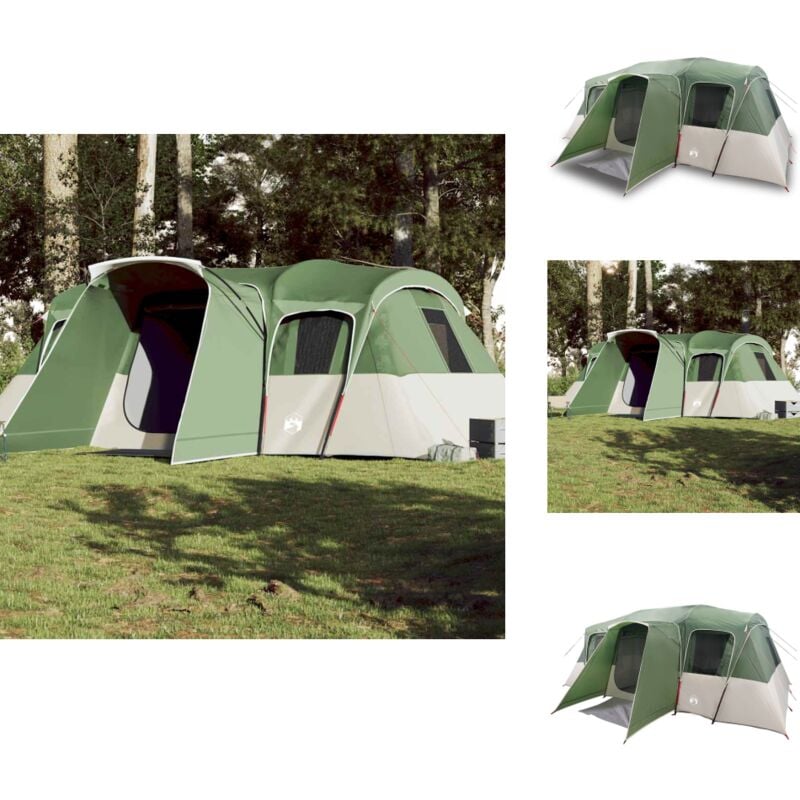 Tente familiale tunnel 16 personnes vert imperméable - Tente Famille - Tente Tunnel - Tente Camping - Abri Extérieur - Équipement Camping