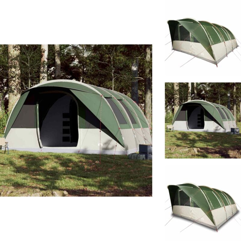 Tente familiale tunnel 7 personnes vert imperméable - Tente Famille - Tente Camping - Tente Tunnel - Tente Imperméable - Tente Verte