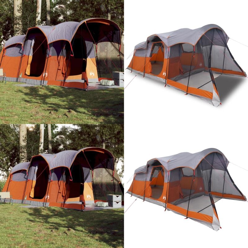 Vidaxl - Tente familiale tunnel 8 personnes gris et orange imperméable - Tente Famille - Tente Camping - Tente Imperméable - Tente Tunnel - Tente 8