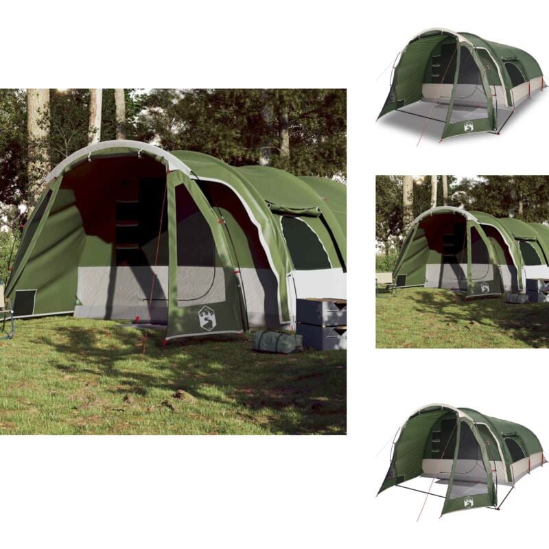 Tente familiale tunnel 8 personnes vert imperméable - Tente Famille - Tente Tunnel - Tente Camping - Équipement Sport - Loisirs Plein Air