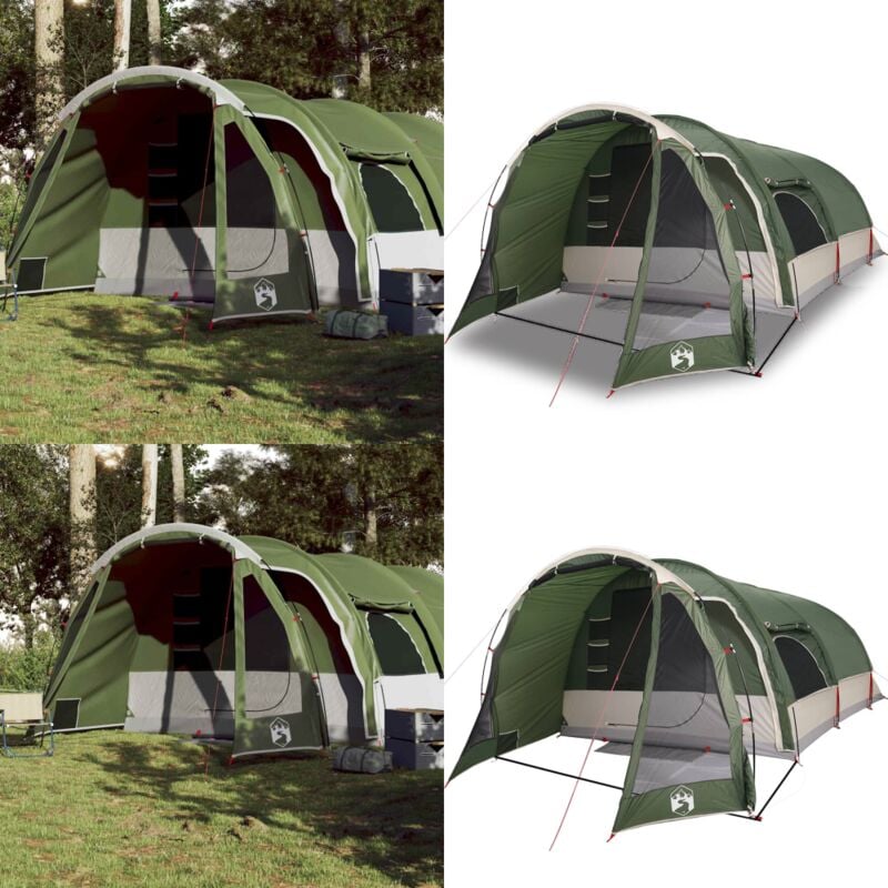 Tente familiale tunnel 8 personnes vert imperméable - Tente Famille - Tente Tunnel - Tente Camping - Équipement Sport - Loisirs Plein Air - Home &