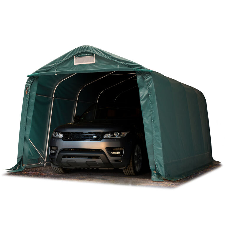 Intent24 - Tente garage carport 3,3 x 4,8 m tente d'élevage abri stockage h 2,1m, bâches pvc anti feu épaisses PRIMEtex 2300 pvc vert foncé, sol dur,