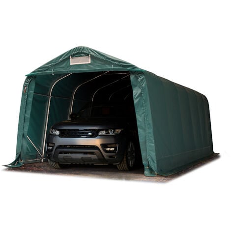 Tente-garage carport 3,3 x 7,2 m d'élevage abri agricole tente de stockage bâche env. 550g/m² armature solide vert foncé sol dur, béton
