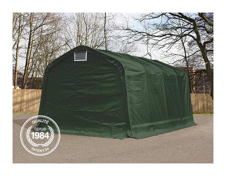 Tente-garage carport 3,3x8,4 m d'élevage abri agricole tente de stockage bâche PVC 800 N armature solide vert fonce - vert