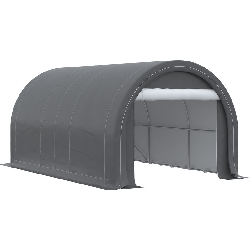 Tente garage carport dim. 5L x 3l x 2,4H m acier galvanisé robuste pe haute densité 190 g/m² imperméable anti-UV gris - Gris