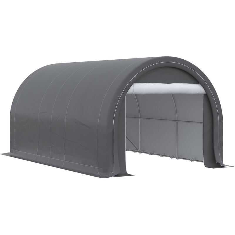 Outsunny - Tente garage carport dim. 5L x 3l x 2,4H m acier galvanisé robuste pe haute densité 190 g/m² imperméable anti-UV gris - Gris