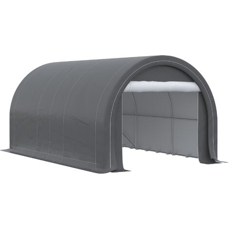 OUTSUNNY Tente garage carport dim. 5L x 3l x 2,4H m acier galvanisé robuste PE haute densité 190 g/m² imperméable anti-UV gris