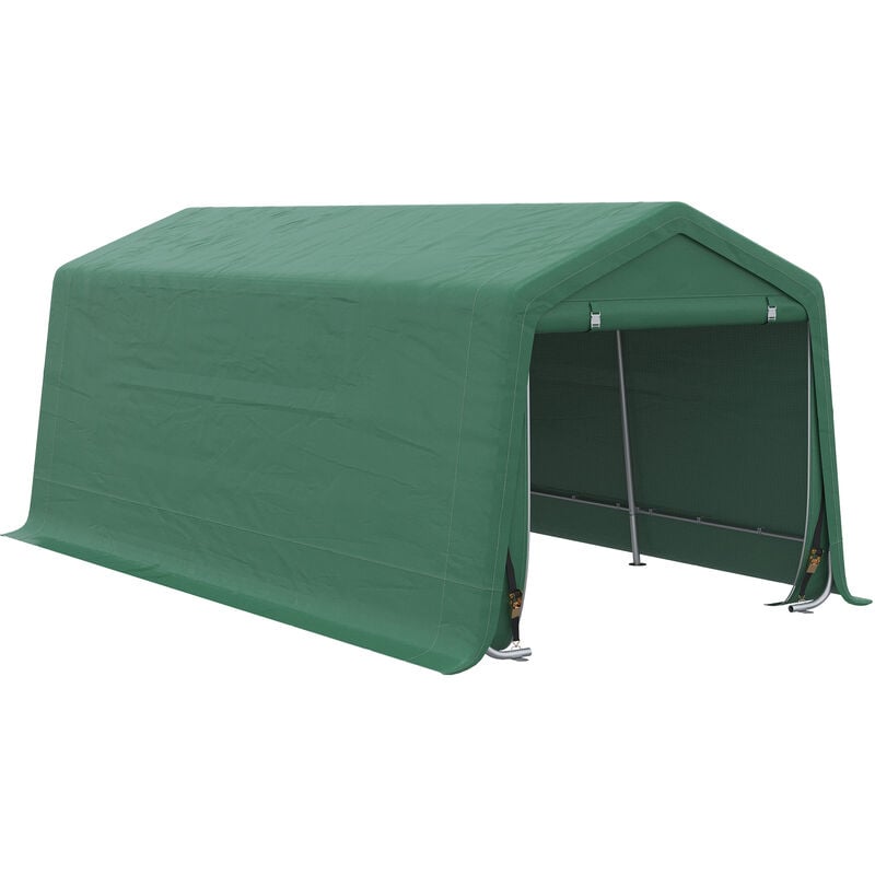 Outsunny - Tente garage carport dim. 6L x 3l x 2,62H m acier galvanisé pe haute densité 180 g/m² imperméable anti-UV vert