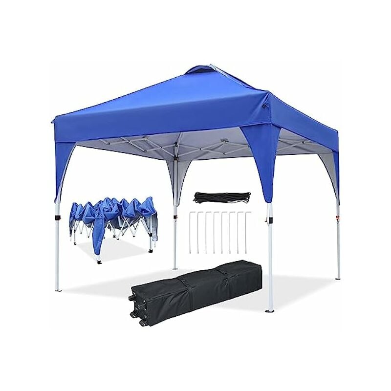 Tente 2.5x2.5m(bleu)- gazebo pop-up instant pliable tente avec roues - ej.victor