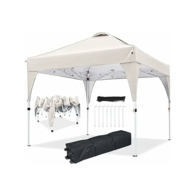 Tente 3x3m(kaki)- gazebo pop-up instant pliable tente avec roues - ej.victor