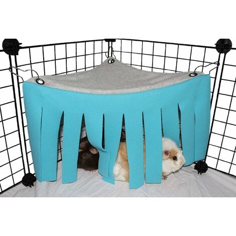 Tente hamac pour petit animal hamster Cage Accessoires Nid Lit pour cochon d'Inde, chinchilla, hérisson, rat, écureuil, furet, lapin nain (bleu)