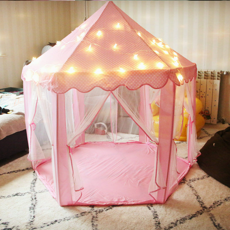 Merkmak - Tente Hexagonale Pour Enfants Interieur Princesse Play House Tulle Mosquito Tente Pour Enfants Rose
