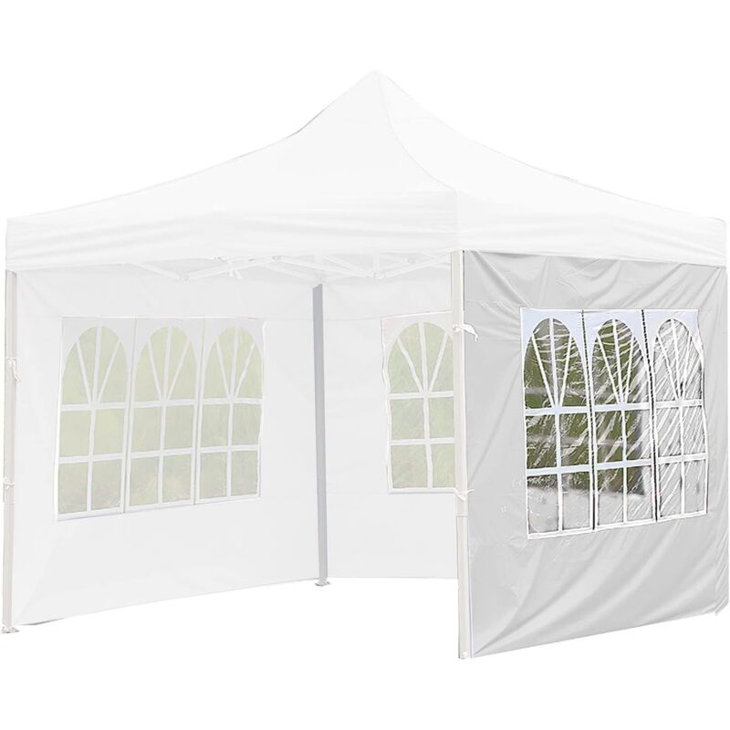 Tente imperméable avec 1 panneau latéral, paroi latérale de 0,15 mm d'épaisseur, 2 couleurs, 12 tailles (couleur : blanc, taille : 3 x 2 m)