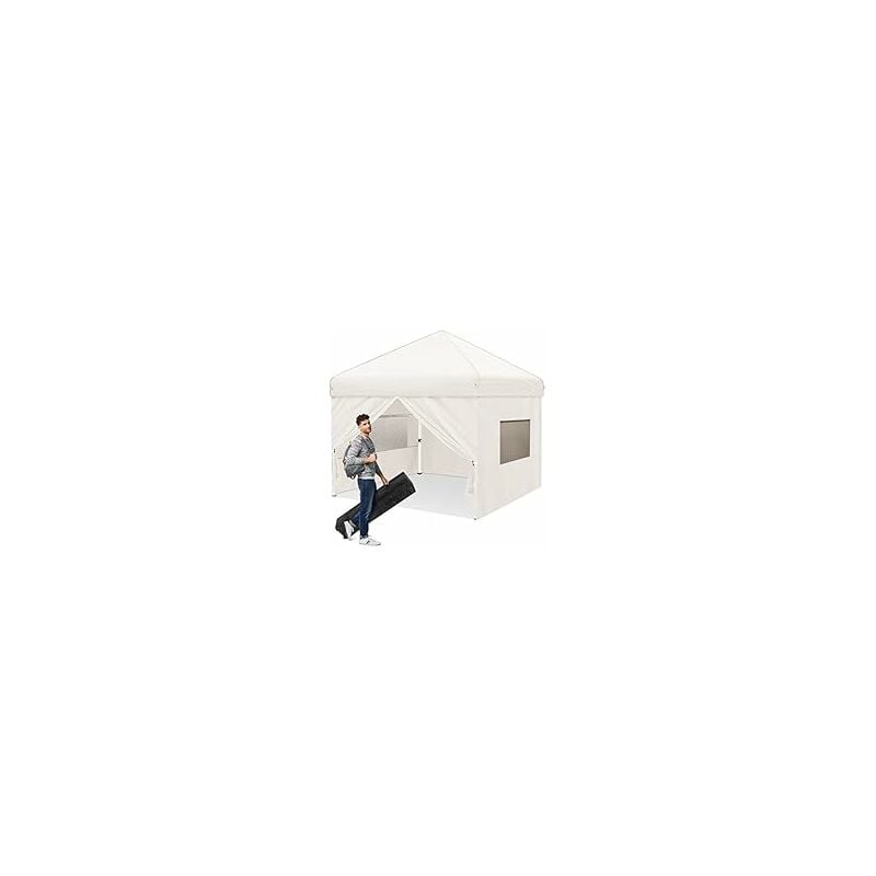 Tente 2.5x2.5 - (kaki) kiosque pop - up - avec fenêtre latérale pour tente de jardin, fête, stand, Exposition d'artisanat en plein air - EJ. Victor
