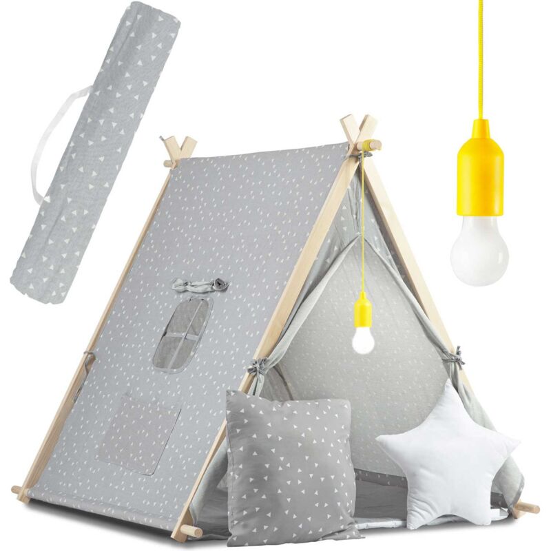 Tente maison pour enfant avec lampe Nukido - gris
