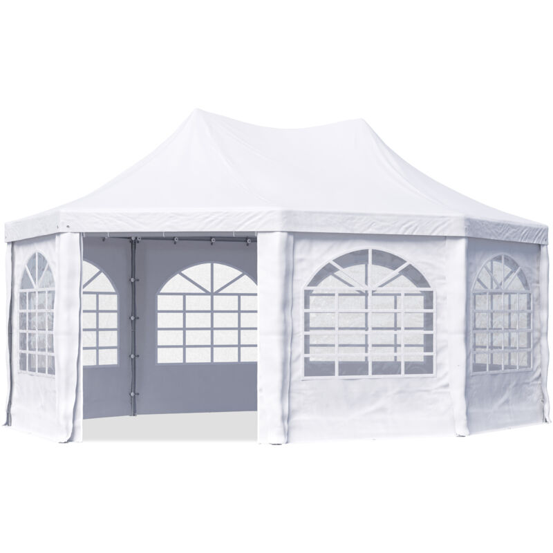 Tente pagode TOOLPORT 4x5,5m montage simple et rapide, avec fenêtres, bâche PVC 700, blanc