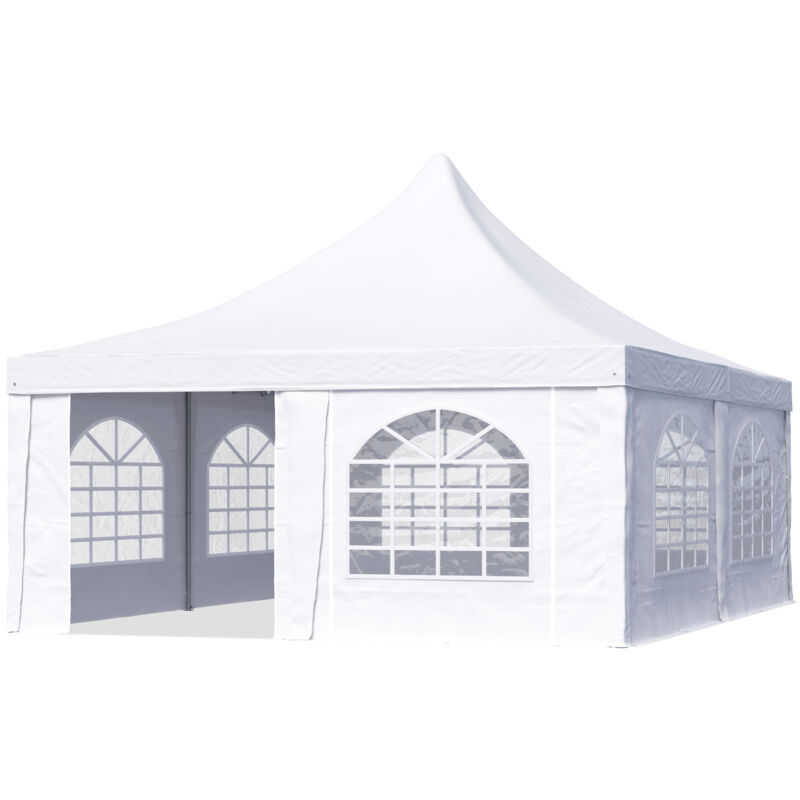Tente pagode TOOLPORT 5x5m montage simple et rapide, avec fenêtres, bâche PVC 700, blanc