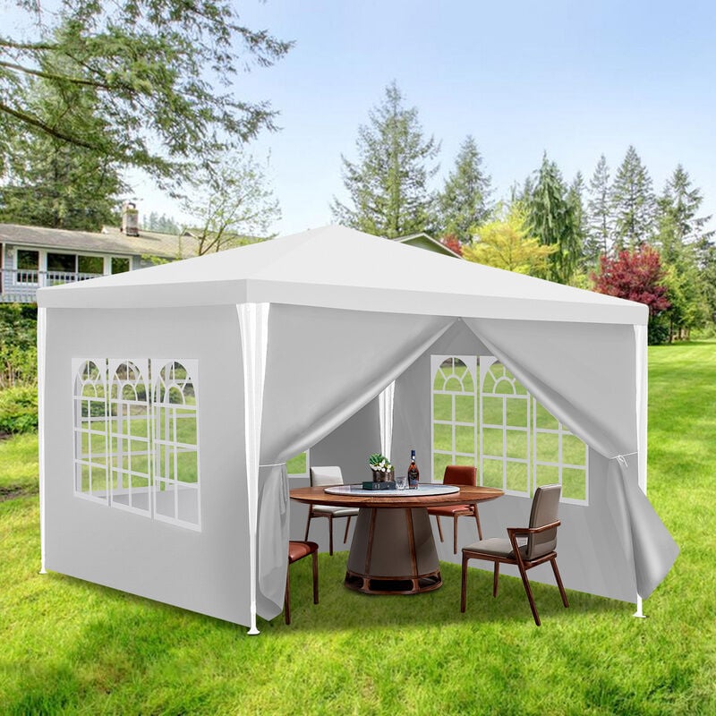 Tente Pavillon Camping Tente de réception étanche Tente de réception stable de haute qualité 3x3m Blanc - Blanc