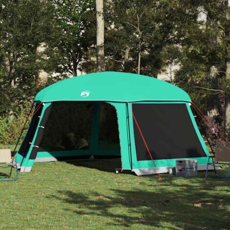 Tente piscine toit amovible parois maille-Abri de piscine vert d'eau 618x532 cm