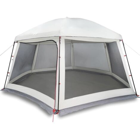 Tente piscine toit amovible parois maille gris 512x458 cm CFW885231