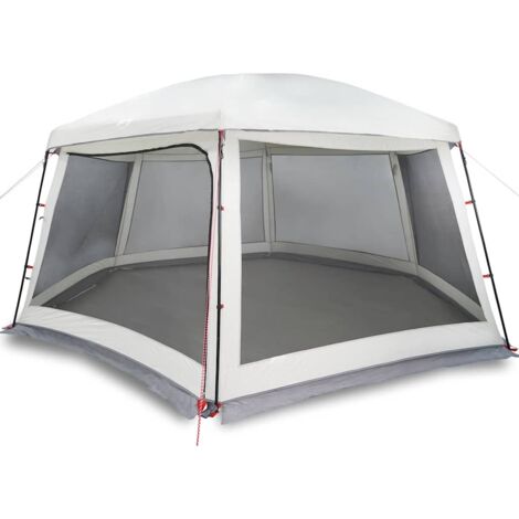 Tente piscine toit amovible parois maille gris 618x532 cm CFW680549