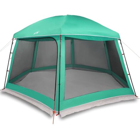 Tente piscine toit amovible parois maille vert d'eau 512x458 cm CFW119070