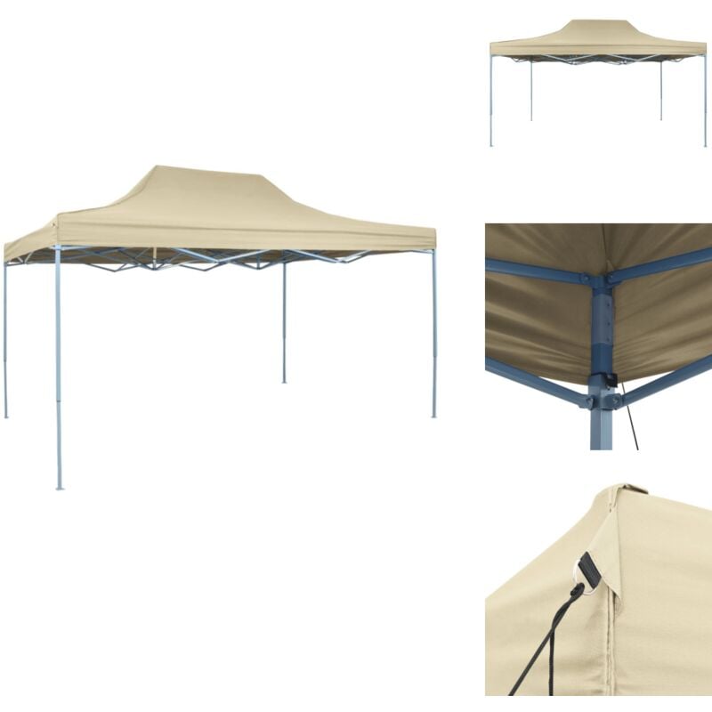 Vidaxl - Tente pliable 3 x 4,5 m Blanc crème - Abri Solaire - Tonnelle Pliante - Gazebo - Tentes De Jardin - Parasol Géant
