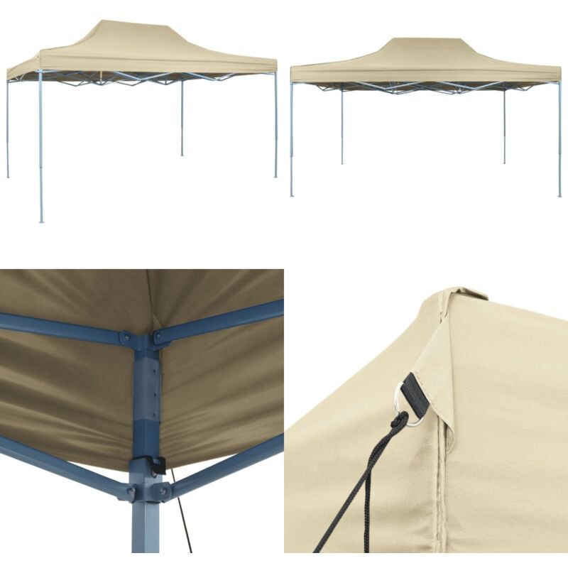 Vidaxl - Tente pliable 3 x 4,5 m Blanc crème - Abri Solaire - Tonnelle Pliante - Gazebo - Tentes De Jardin - Parasol Géant - Home & Living