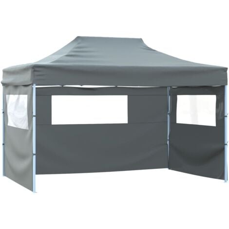 Tente pliable avec 3 parois 3 x 4,5 m Anthracite vidaXL