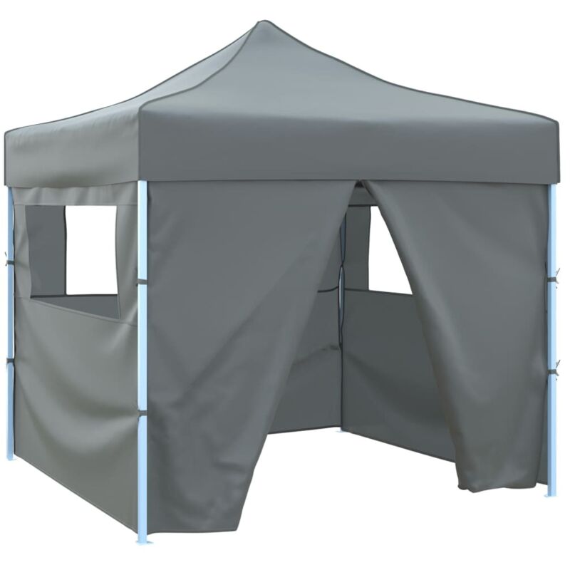 Tente de réception escamotable avec 4 parois 3x3 m Anthracite